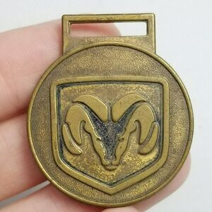 Vintage 1960s-1970s Dodge Ram Head Horn Watch Fob Keychain, Logo Truck Car